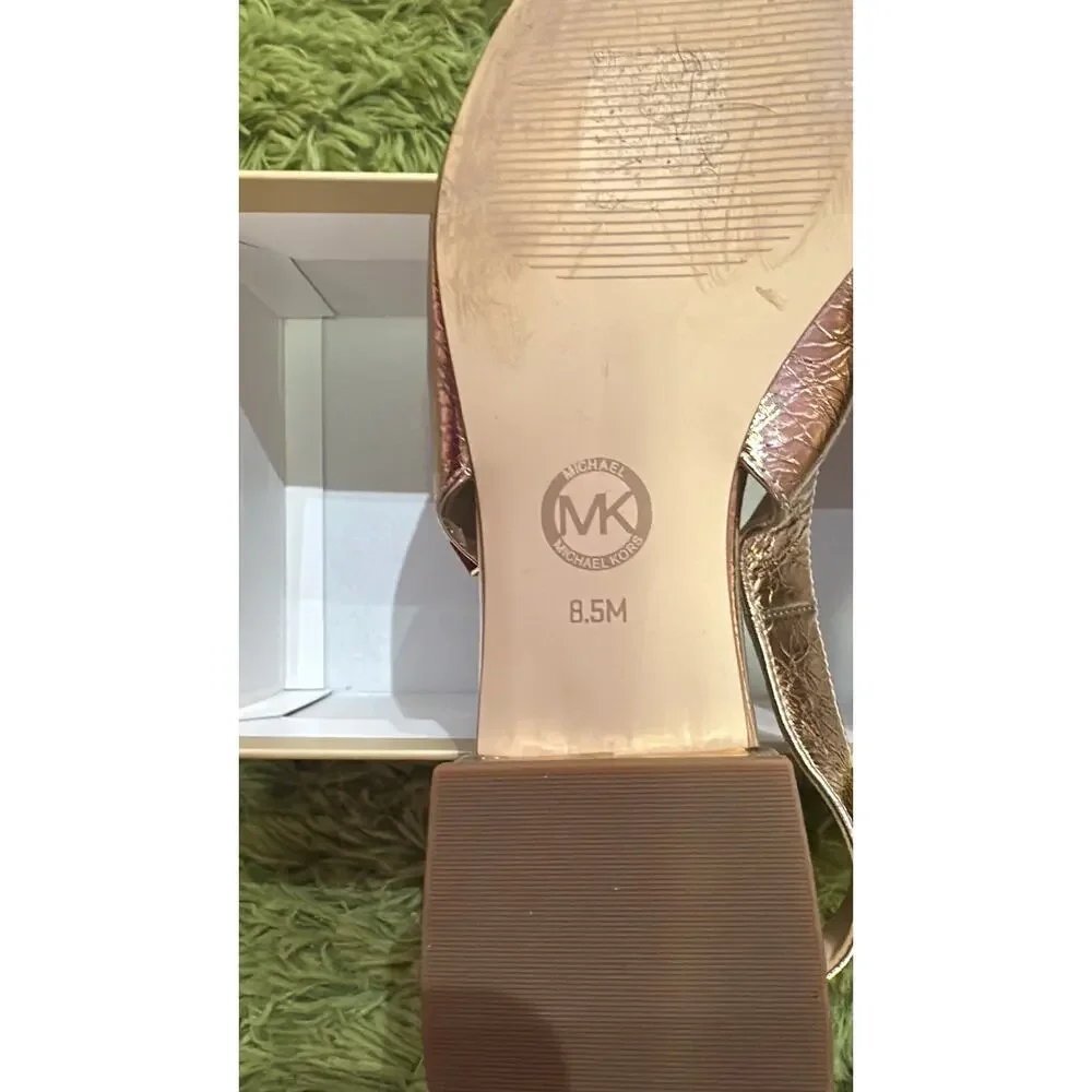 Michael Kors Met Crush Pale Gold Leather Slingback Kitten Heels 8.5